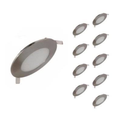 Downlight Dalle LED Extra Plate Ronde ALU 6W (Pack de 10) - Blanc Neutre 4000K - 5500K - SILAMP - P-FARO-6W-RD-S_CW - 7426924040121