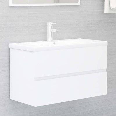 vidaXL Armoire d'évier avec lavabo intégré Blanc Aggloméré - 3071549 - 8720286377895