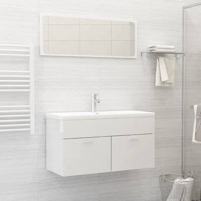vidaXL Ensemble de meubles de salle de bain 2 pcs blanc brillant - 804806 - 8720286242919
