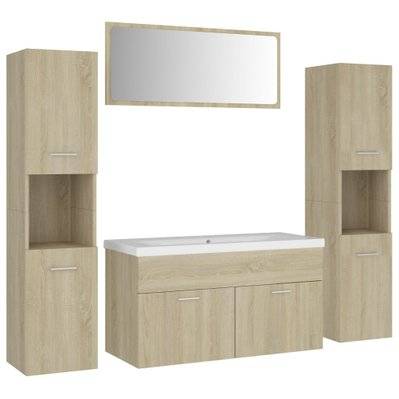 vidaXL Ensemble de meubles de salle de bain Chêne sonoma Aggloméré - 3071246 - 8720286374863