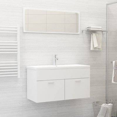 vidaXL Ensemble de meubles de salle de bain 2pcs blanc bois ingénierie - 804800 - 8720286242858