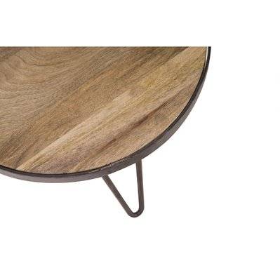 Table basse ronde industrielle bois manguier massif et métal noir D50 cm ATELIER - - 37924 - 3662275068870