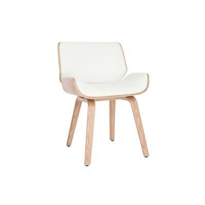 Chaise design blanc et bois clair RUBBENS - L54xP52.5xH78 - 42647 - 3662275092820