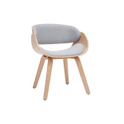 Chaise design en tissu gris et bois clair BENT - - 48493 - 3662275115338