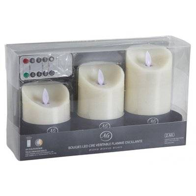Coffret 3 bougies à LED parfumées avec télécommande Vanille - 15527 - 3238920759341