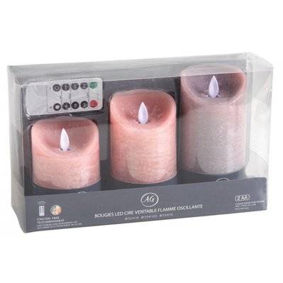 Coffret 3 bougies à LED parfumées avec télécommande Pamplemousse - 31331 - 3238920768497