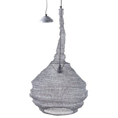 Lampe suspension métal gris blanchi filet de pêche Diamètre 47cm - 24301 - 3238920782691