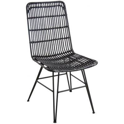 Chaise en rotin et métal Maïa Noir - 19463 - 3238920773019