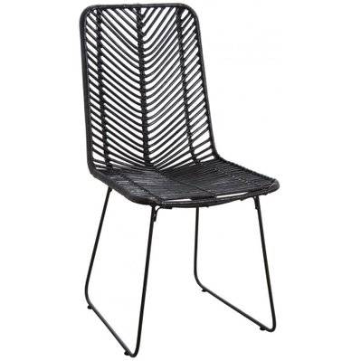 Chaise en rotin et métal noir - 19465 - 3238920773033