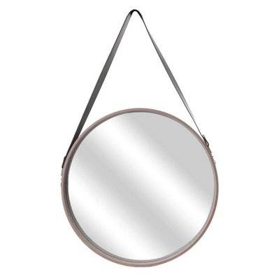 Miroir rond avec anse en PU Barber 50 cm - 30347 - 3664944071020