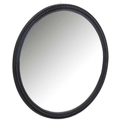 Grand miroir rond en rotin noir - 29978 - 3238920795400