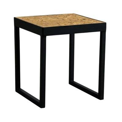 Table carrée en métal plateau "mosaïque" en sapin - 24323 - 3238920784466