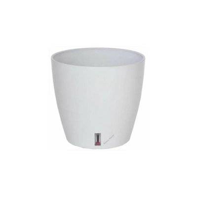 Pot en plastique rond avec réserve d'eau 25.5 cm Eva blanc - 45093 - 3580796326029