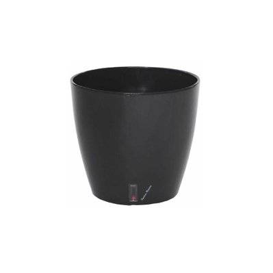 Pot en plastique rond avec réserve d'eau 25.5 cm Eva noir - 45094 - 3580796326050
