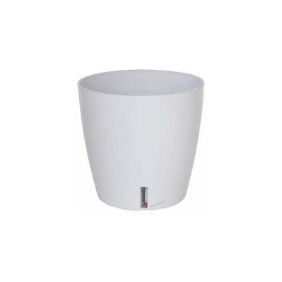 Pot en plastique rond avec réserve d'eau 30 cm Eva blanc - 45095 - 3580796331023