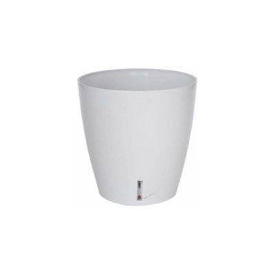 Pot en plastique rond avec réserve d'eau 35 cm Eva blanc - 45097 - 3580796336028