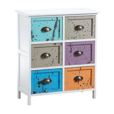 Commode 6 tiroirs multicolores - 14951 - 3238920757392