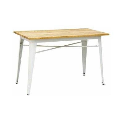 Table industrielle en métal et bois d'orme huilé blanc - 48226 - 3238920815382
