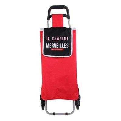 Chariot shopping en polyester 6 roues rouge - 45353 - 3700866337865