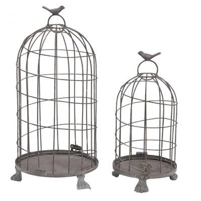 Cages en métal gris blanchi (Lot de 2) - 52245 - 3238920816556