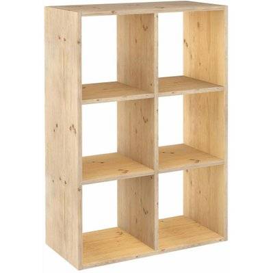 Étagère cubes en bois brut Dinamic 6 cases - 30696 - 8422341499862