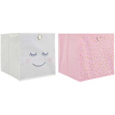 Cubes de rangement 30x30 cm (Lot de 2) girly - rose et gris - 48133 - 3700866340988