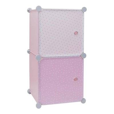 Rangement enfant 2 cubes mobulables 30x30 cm rose et blanc - 48240 - 3664944287216
