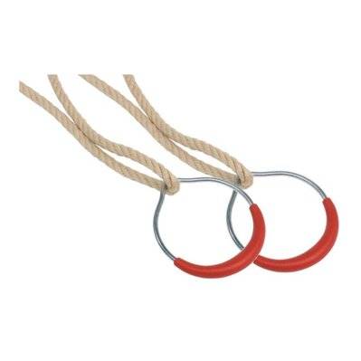 Anneaux de gymnastique en métal avec corde (Lot de 2) Cordes en chanvre synthétique - 11665 - 5413050235318