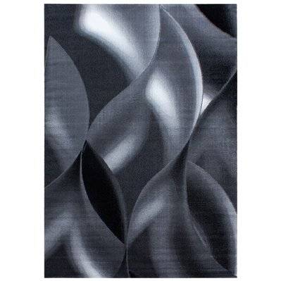 MIA - Tapis à vagues abstrait - Noir 120 x 170 cm - PLUS1201708008BLACK - 3701479514513