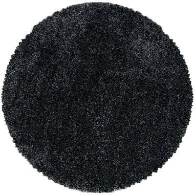 MOELLEUX - Tapis cosy Rond à poils longs - Anthracite 120 x 120 cm - FLUFFY1201203500ANTHRAZIT - 3701479522570