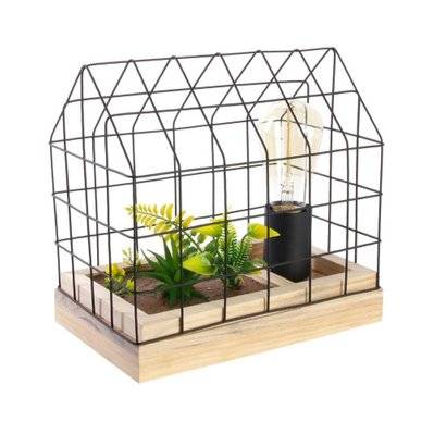 Lampe à poser avec plante artificielle en cage - 30490 - 3664944098188