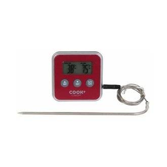 Thermomètre à sonde et minuteur électronique bordeaux