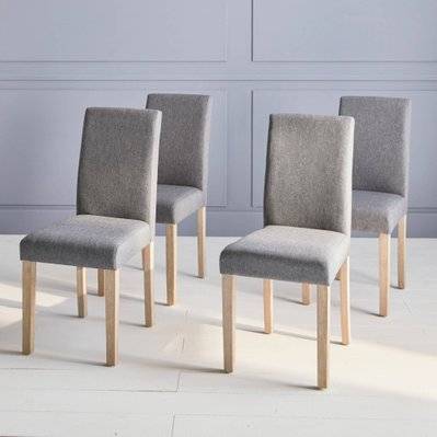Lot de 4 chaises - Rita - chaises en tissu. pieds en bois cérusé. gris clairs - 3760326993635 - 3760326993635