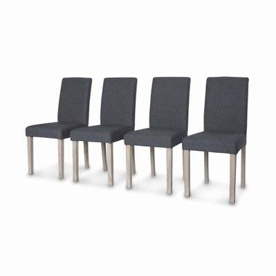 Lot de 4 chaises - Rita - chaises en tissu. pieds en bois cérusé. gris foncés - 3760326993642 - 3760326993642