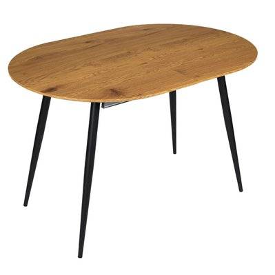 Table extensible ovale pour 4 à 6 personnes effet bois - L.120 à 160cm - 702285 - 3665549094476