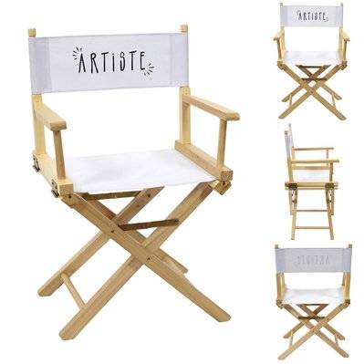 Chaise de cinéma pliante - Artiste - Bois et blanc - 702312 - 3665549094209