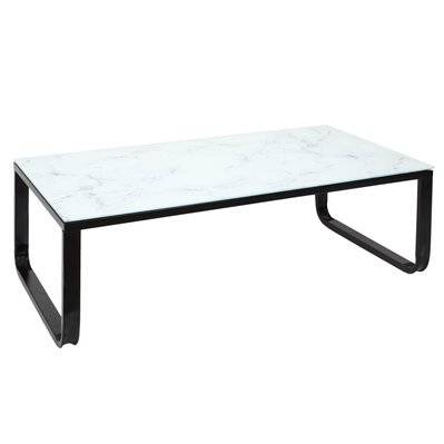 Table basse en verre effet marbre - Blanc et Noir - 702320 - 3665549094124