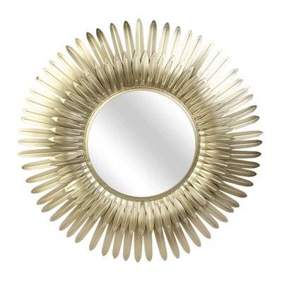 Miroir plumes en métal doré 53 cm - 45275 - 3664944185048