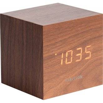 Réveil en bois carré Cube bois foncé