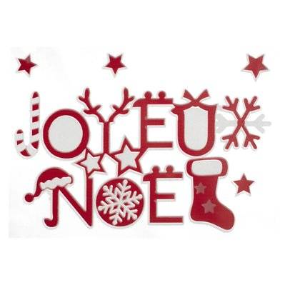 Sticker floqué sur vitre Joyeux Noël - Rouge et blanc - 513721 - 3560233792129