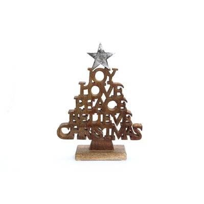 Décoration de Noël à poser en bois Ice - Argent - 600915 - 5024418201229