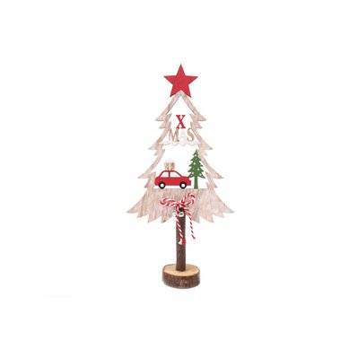 Décoration de Noël en bois sapin et voiture Xmas Tradi - Rouge - 601096 - 5024418276371