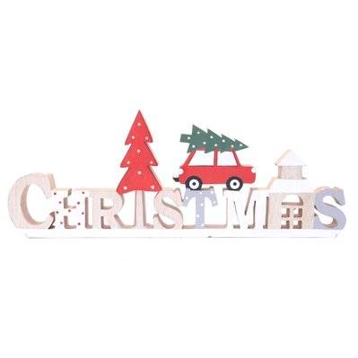 Décoration de Noël en bois voiture Xmas Tradi - Beige - 601098 - 5024418276418
