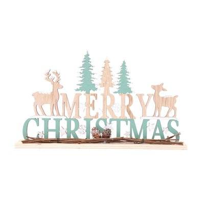 Décoration à poser de Noël en bois Xmas Deco - Beige et bleu - 601127 - 5024418277637