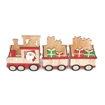 Décoration de Noël en bois Santa Train - Beige et rouge - 601143 - 5024418276876