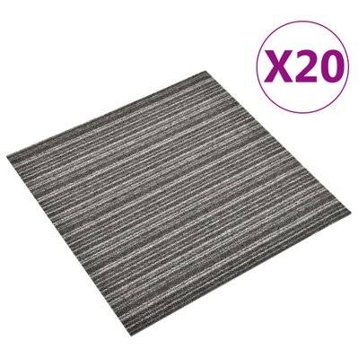vidaXL Dalles de tapis de sol 20 pcs 5 m² 50x50 cm Anthracite rayé - 147308 - 8720286065501
