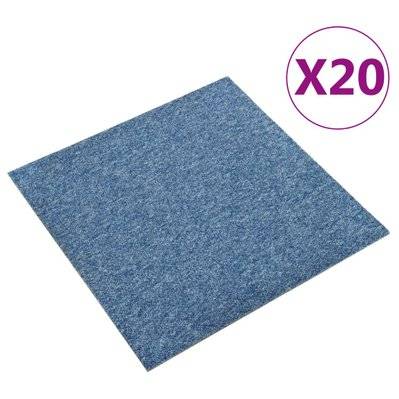 vidaXL Dalles de tapis de sol 20 pcs 5 m² 50x50 cm Bleu - 147316 - 8720286065587
