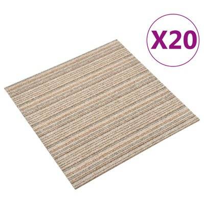 vidaXL Dalles de tapis de sol 20 pcs 5 m² 50x50 cm Beige rayé - 147320 - 8720286065624