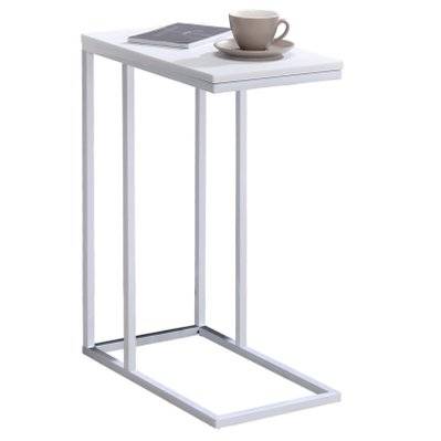 Table d'appoint rectangulaire DEBORA, en métal blanc et décor blanc mat - 13847 - 4016787138474