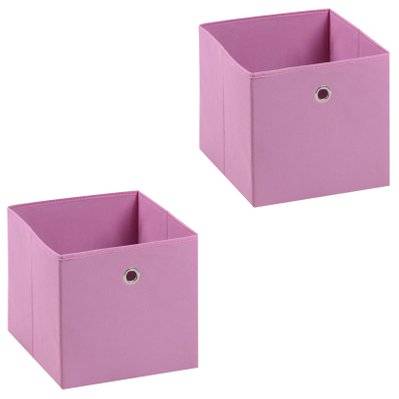 Lot de 2 boîtes de rangement ELA, en tissu rose - 16201 - 4016787162011